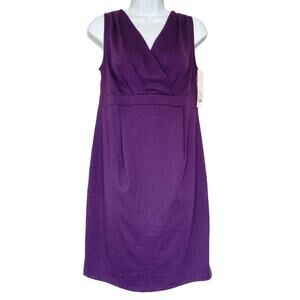 Liz Lange Maternity Sleeveless Dress Purple Sheath Surplice Empire Waist  NWT S